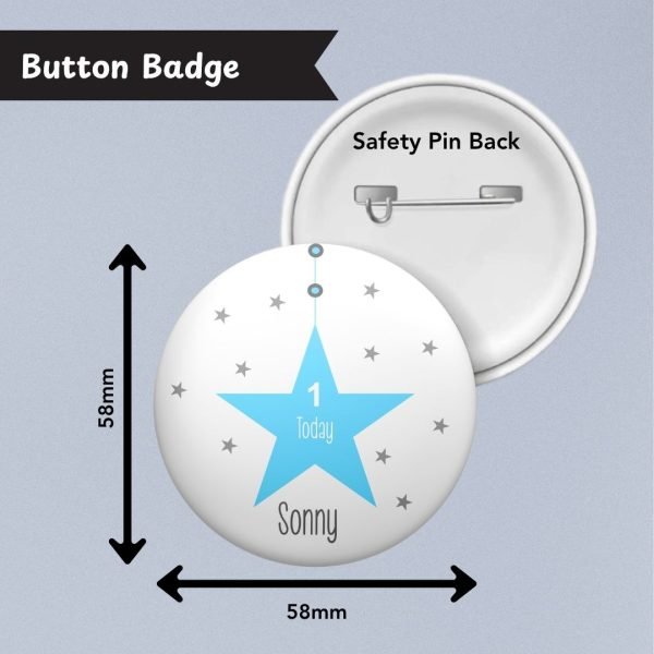 Blue Twinkle Twinkle Birthday Star Badge Info