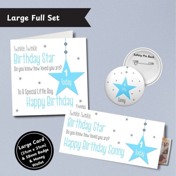 Blue Twinkle Twinkle Birthday Star Large Full Set