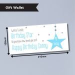 Blue Twinkle Twinkle Birthday Star Money Wallet Dimensions