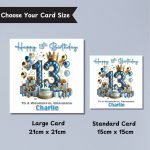 Blue Vibes 13th Birthday Card Sizes
