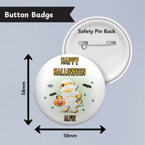 Cute Mummy Halloween Badge Info