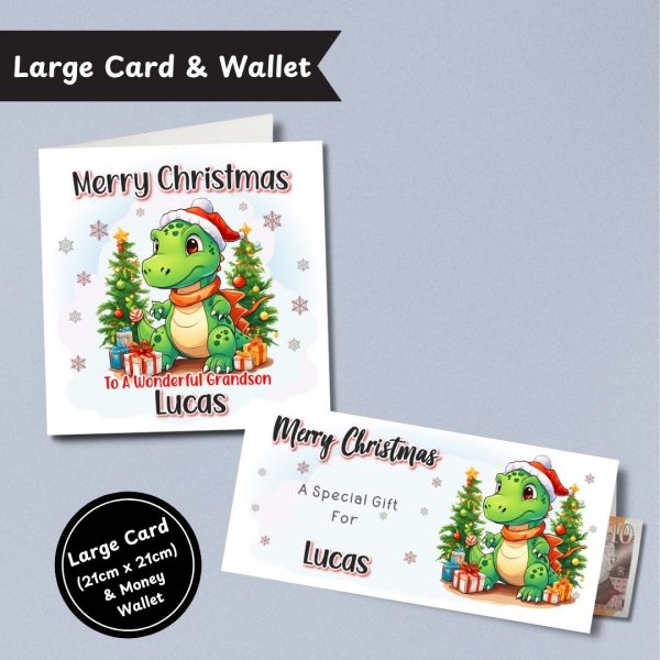 Dinosaur Christmas Large Card & Wallet