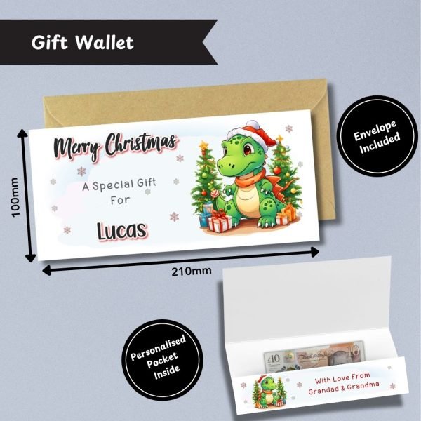 Dinosaur Christmas Money Wallet Etsy