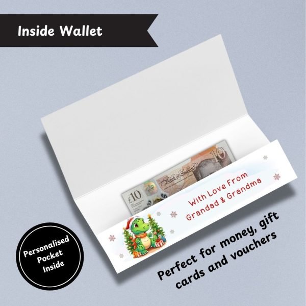 Dinosaur Christmas Money Wallet Inside