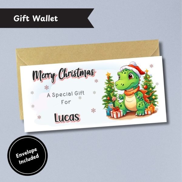 Dinosaur Christmas Money Wallet with Envelope