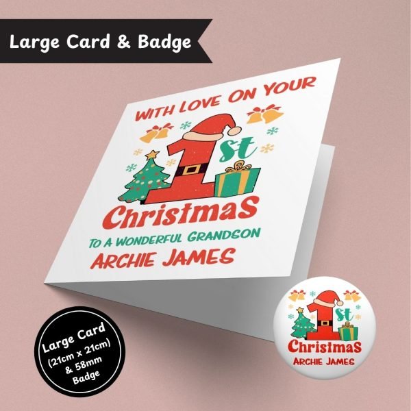 On Your First Christmas Large Card & Button Badge