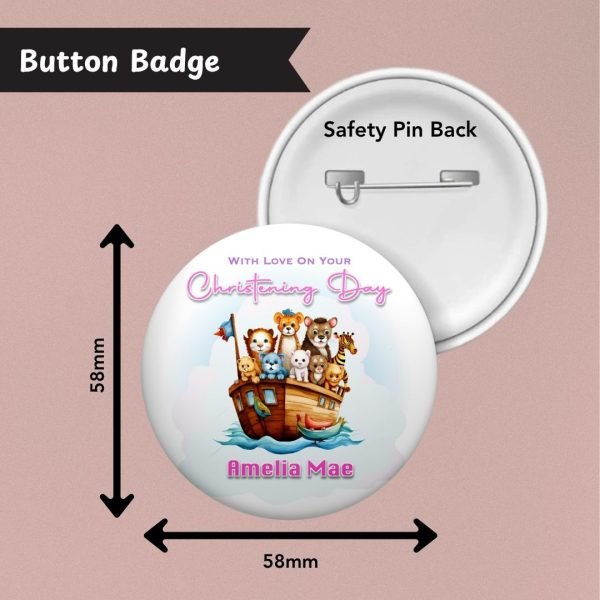 Pink Noah’s Arc Christening Badge Info