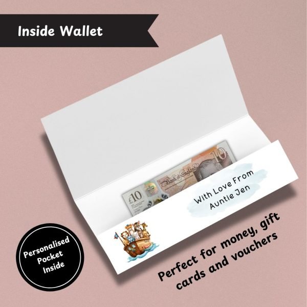 Pink Noah’s Arc Christening Money Wallet Inside