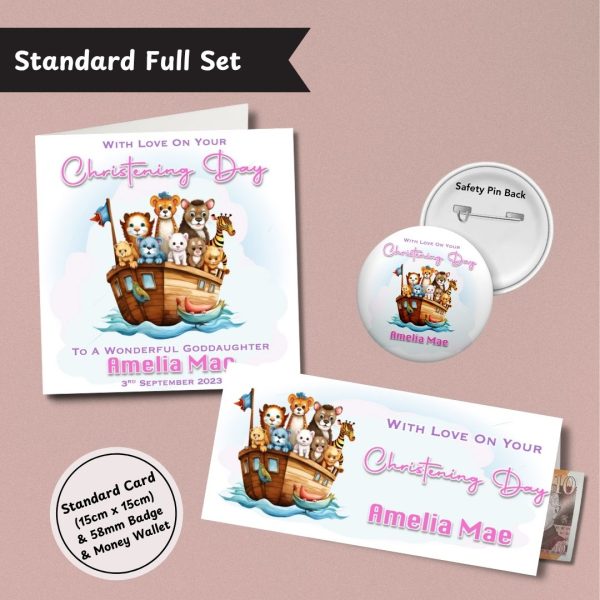 Pink Noah’s Arc Christening Standard Full Set