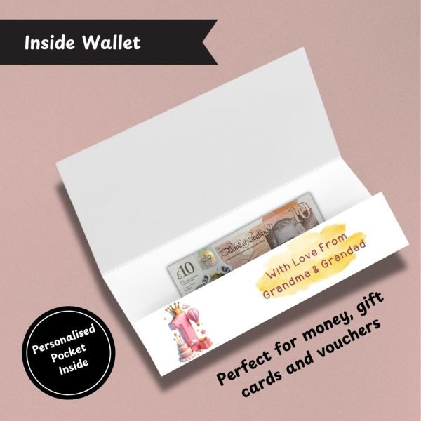 Pink Vibes 1st Birthday Money Wallet Inside