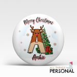 Reindeer Initial Christmas Badge
