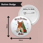 Reindeer Initial Christmas Badge Info