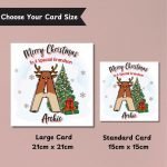 Reindeer Initial Christmas Card Sizes