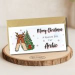Reindeer Initial Christmas Money Wallet Card Main