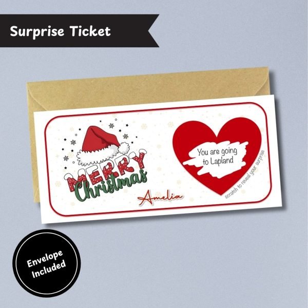 A Christmas Wish Surprise Ticket with Envelope