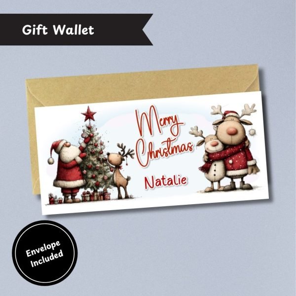 A Whimsical Christmas Money Wallet Card with Envelope
