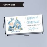Blue First Christmas Money Wallet Card Dimensions