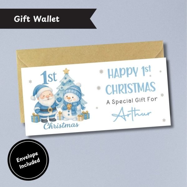 Blue First Christmas Money Wallet Card with Envelope