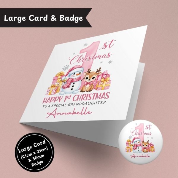 Enchanted First Christmas Large Card & Button Badge