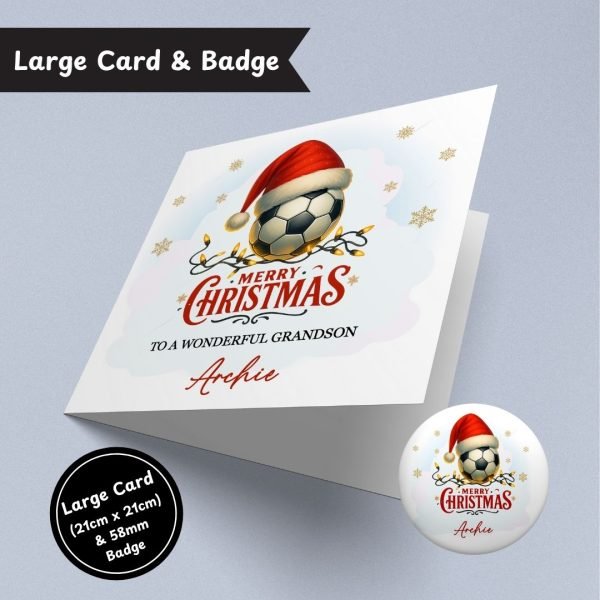 Football Festivities Christmas Large Card & Button Badge