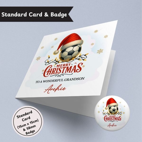 Football Festivities Christmas Standard Card & Button Badge