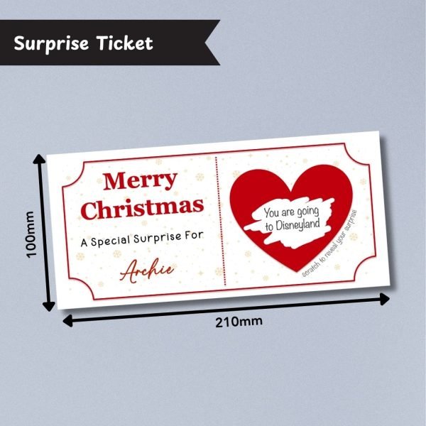 Merry Christmas Surprise Ticket Dimensions