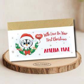 On Your First Christmas Penguin Money Wallet