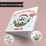 On Your First Christmas Penguin Standard Card & Button Badge