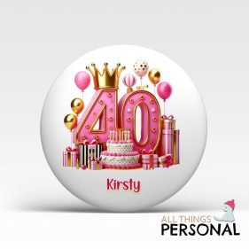 Pink Vibes 40th Birthday Badge