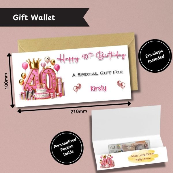 Pink Vibes 40th Birthday Money Wallet Etsy