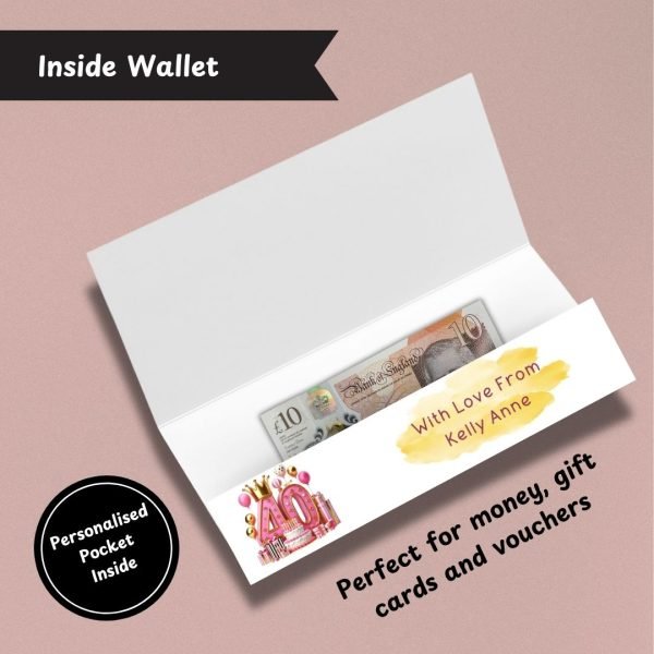 Pink Vibes 40th Birthday Money Wallet Inside