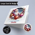 Sleigh Bells Christmas Large Card & Button Badge