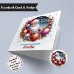 Sleigh Bells Christmas Standard Card & Button Badge