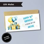 Blue Balloons Money Wallet Card with Envelope