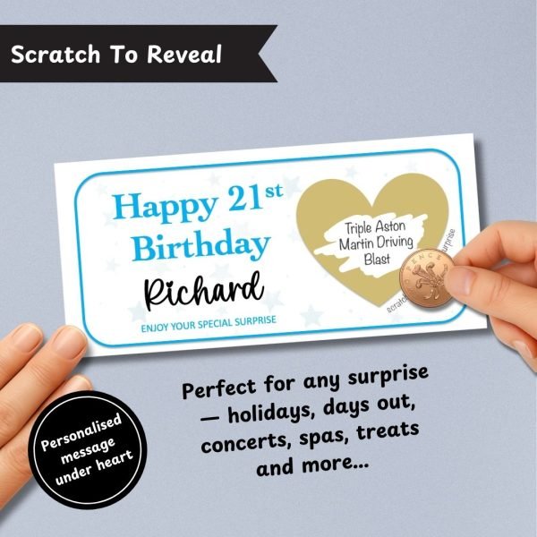 Blue Birthday Surprise Ticket Scratch To Reveal
