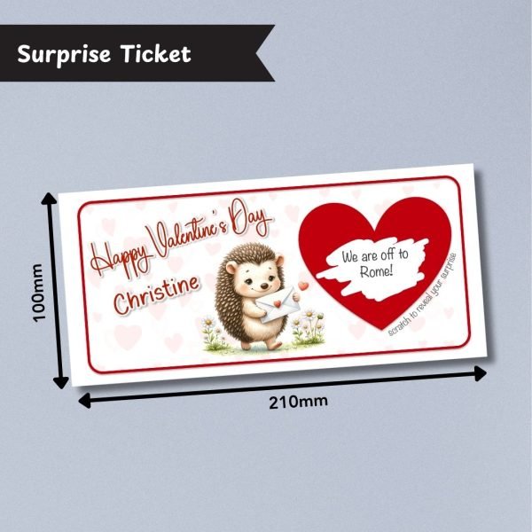 Hedgehog Love Surprise Ticket Dimensions