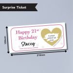 Pink Birthday Surprise Ticket Dimensions