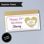 Pink Birthday Surprise Ticket with Envelope