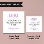 Being Your Child Is Enough Of A Gift Mother’s Day Card Sizes