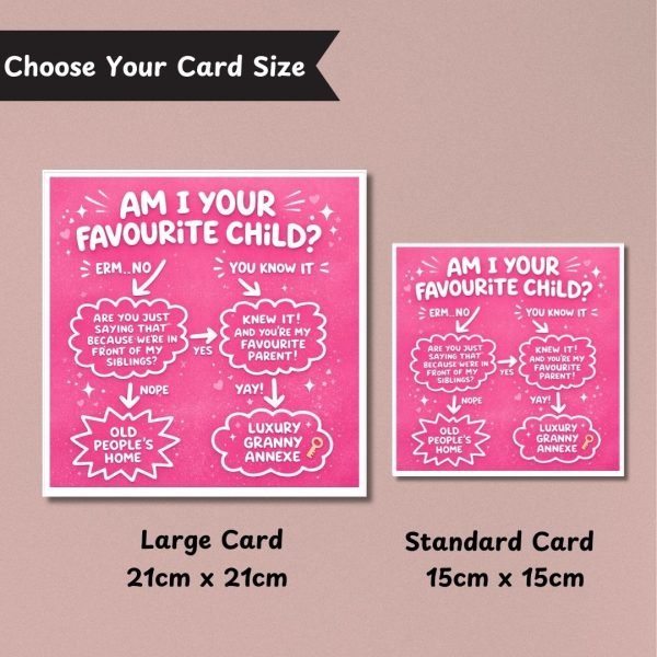 Favourite Child Quiz Card Sizes