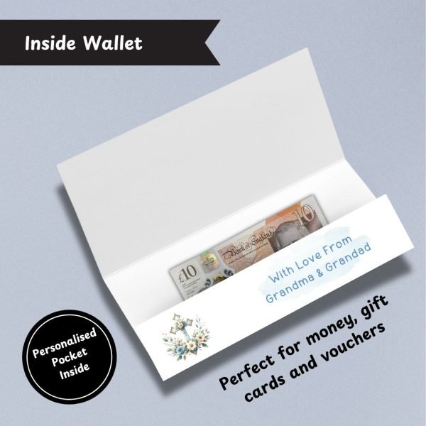 Blue First Holy Communion Money Wallet Card Inside