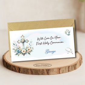 Blue First Holy Communion Money Wallet Card Main