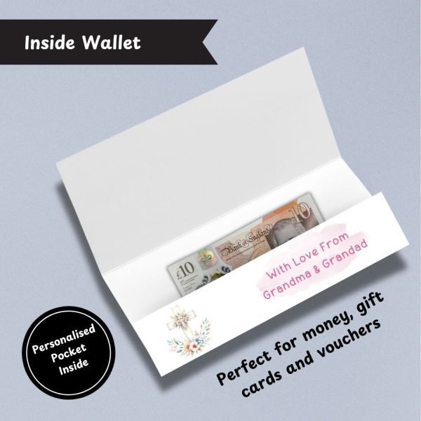 Pink First Holy Communion Money Wallet Card Inside