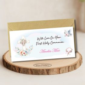 Pink First Holy Communion Money Wallet Card Main