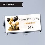 Black & Gold Balloons Birthday Money Wallet Card Dimensions
