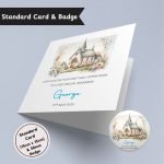 Blue Blessed First Communion Standard Card & Button Badge