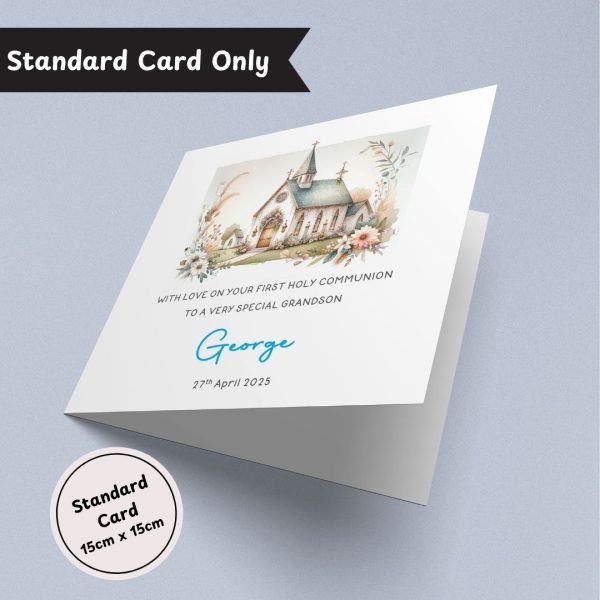 Blue Blessed First Communion Standard Card Only