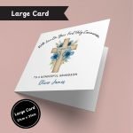 Blue Floral Cross Communion Large Card Only