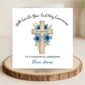 Blue Floral Cross Communion Main