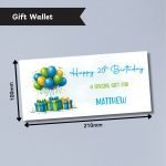 Blue & Green Balloon BirthdayMoney Wallet Card Dimensions